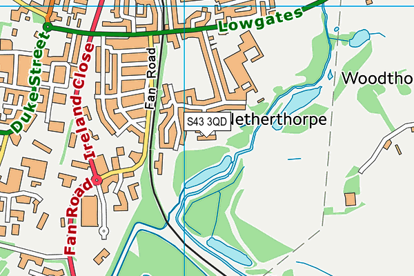 S43 3QD map - OS VectorMap District (Ordnance Survey)