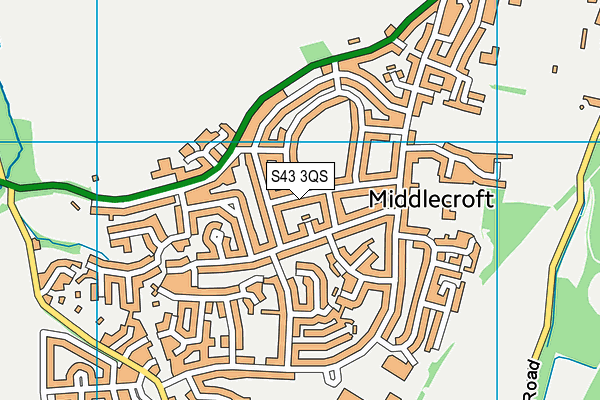 S43 3QS map - OS VectorMap District (Ordnance Survey)