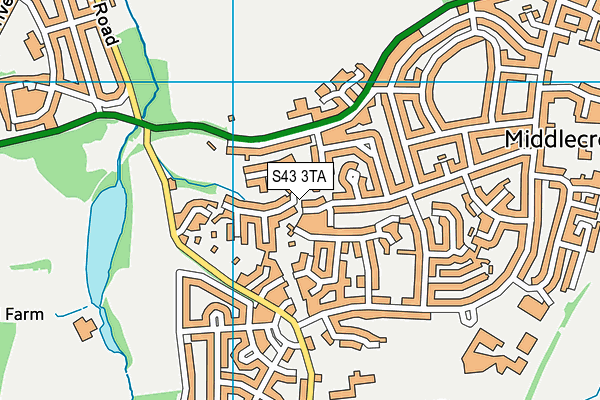 S43 3TA map - OS VectorMap District (Ordnance Survey)