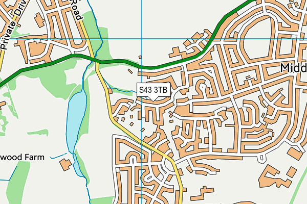 S43 3TB map - OS VectorMap District (Ordnance Survey)