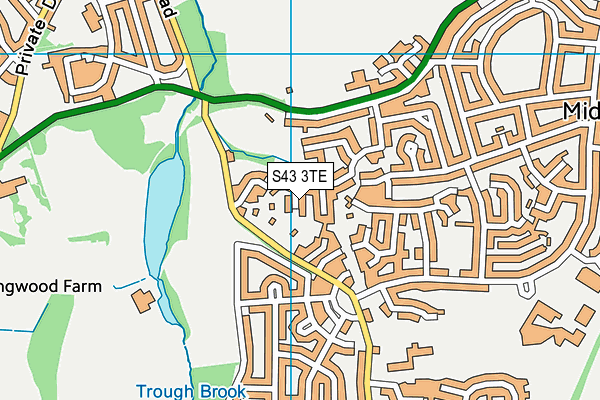 S43 3TE map - OS VectorMap District (Ordnance Survey)