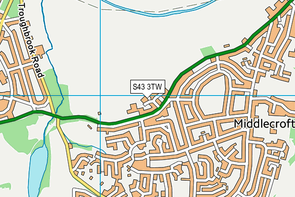 S43 3TW map - OS VectorMap District (Ordnance Survey)