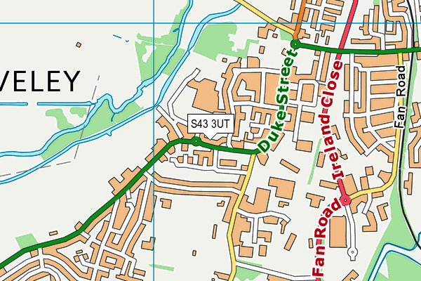 Staveley Miners Welfare Club  map (S43 3UT) - OS VectorMap District (Ordnance Survey)