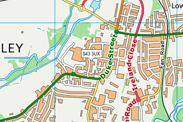 S43 3UX map - OS VectorMap District (Ordnance Survey)