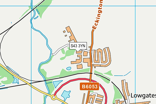 S43 3YN map - OS VectorMap District (Ordnance Survey)