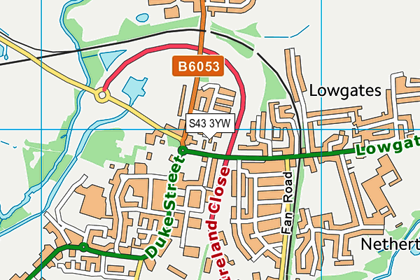 S43 3YW map - OS VectorMap District (Ordnance Survey)