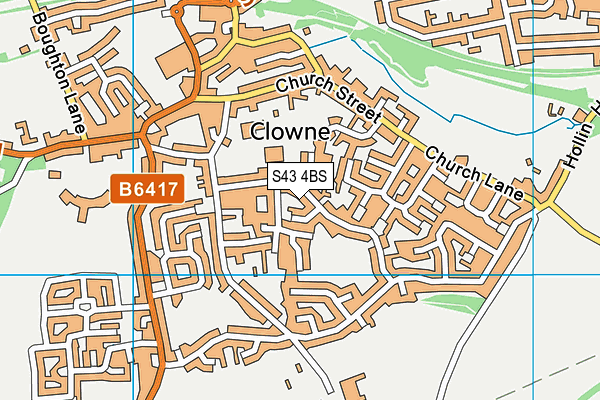 Clowne Junior School map (S43 4BS) - OS VectorMap District (Ordnance Survey)
