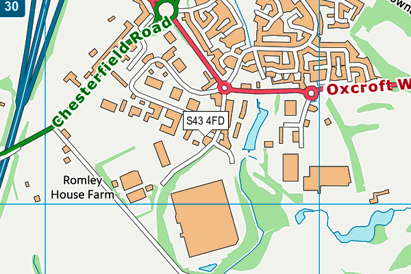 S43 4FD map - OS VectorMap District (Ordnance Survey)