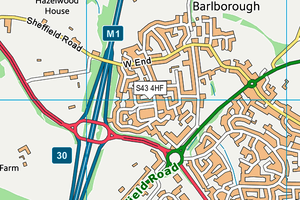 S43 4HF map - OS VectorMap District (Ordnance Survey)