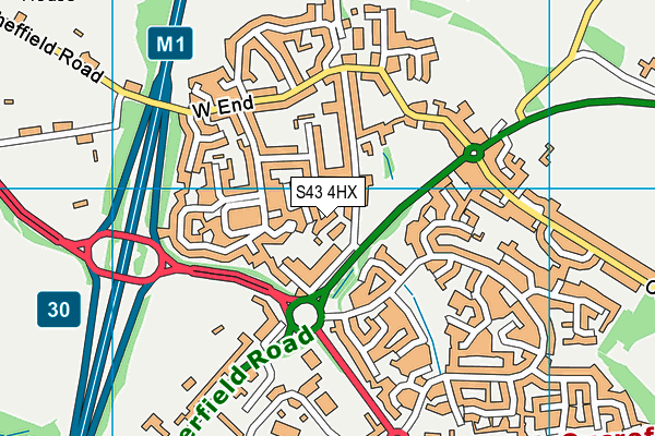 S43 4HX map - OS VectorMap District (Ordnance Survey)
