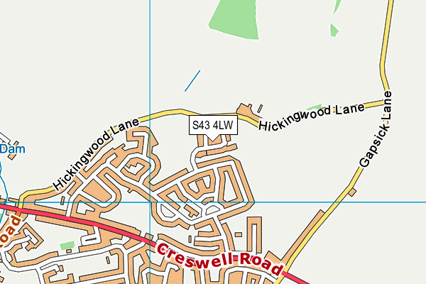 S43 4LW map - OS VectorMap District (Ordnance Survey)