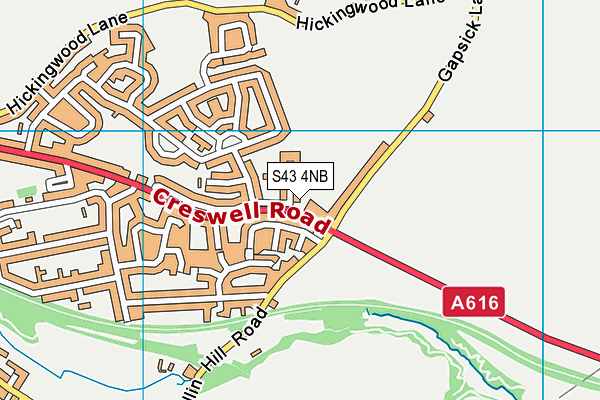 S43 4NB map - OS VectorMap District (Ordnance Survey)