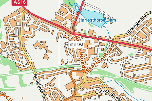 S43 4PJ map - OS VectorMap District (Ordnance Survey)