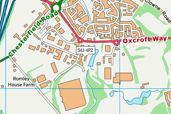 S43 4PZ map - OS VectorMap District (Ordnance Survey)