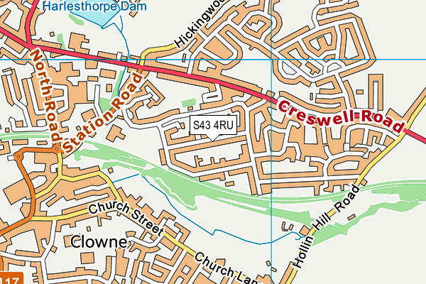 S43 4RU map - OS VectorMap District (Ordnance Survey)