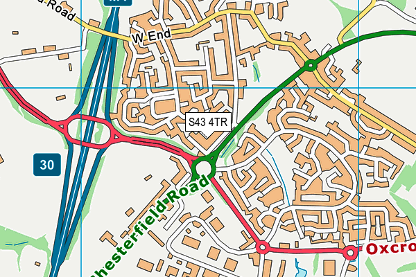 S43 4TR map - OS VectorMap District (Ordnance Survey)