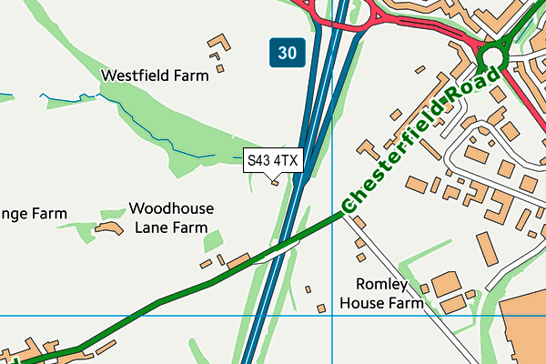 S43 4TX map - OS VectorMap District (Ordnance Survey)