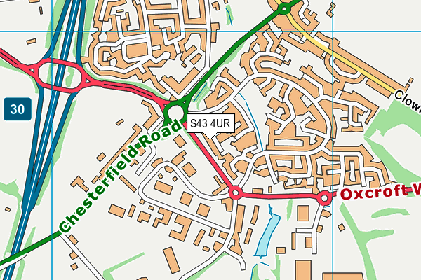 S43 4UR map - OS VectorMap District (Ordnance Survey)
