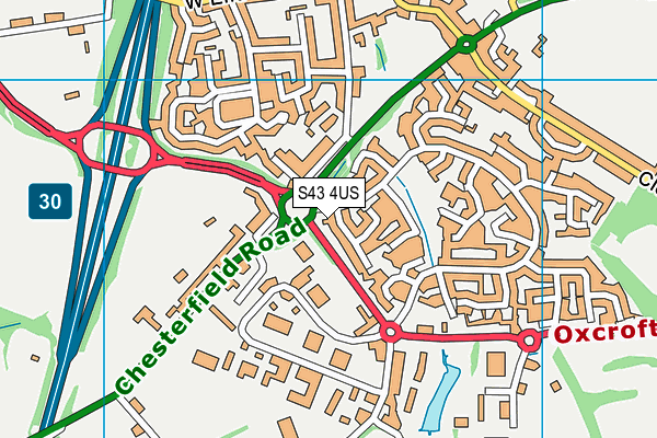 S43 4US map - OS VectorMap District (Ordnance Survey)