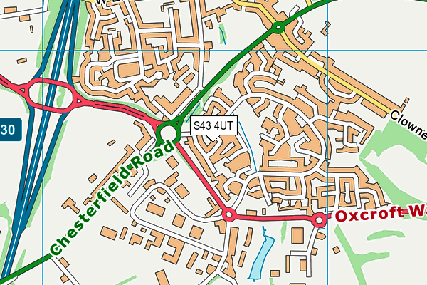 S43 4UT map - OS VectorMap District (Ordnance Survey)