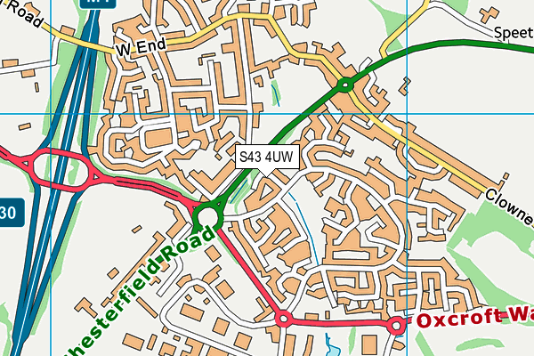 S43 4UW map - OS VectorMap District (Ordnance Survey)