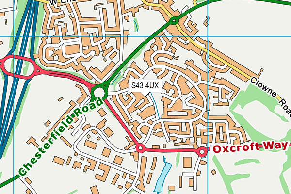 S43 4UX map - OS VectorMap District (Ordnance Survey)