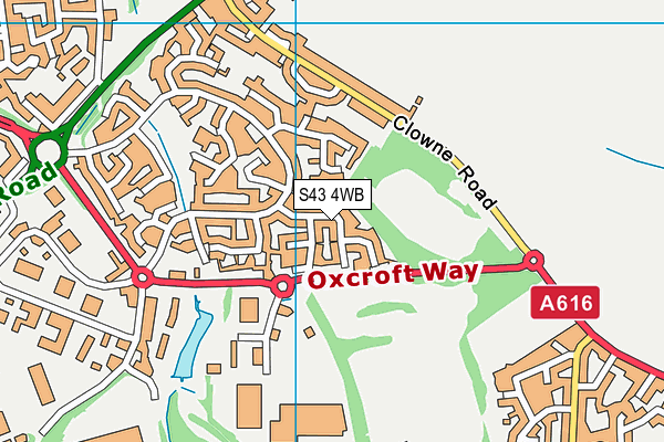 S43 4WB map - OS VectorMap District (Ordnance Survey)