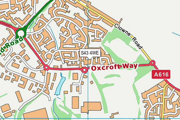 S43 4WE map - OS VectorMap District (Ordnance Survey)