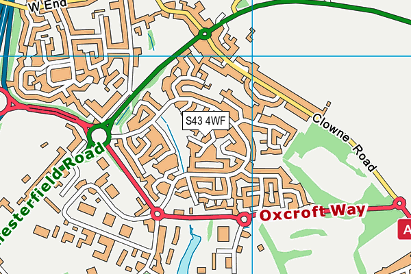 S43 4WF map - OS VectorMap District (Ordnance Survey)
