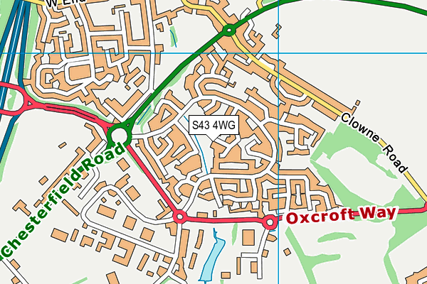 S43 4WG map - OS VectorMap District (Ordnance Survey)