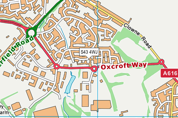 S43 4WJ map - OS VectorMap District (Ordnance Survey)