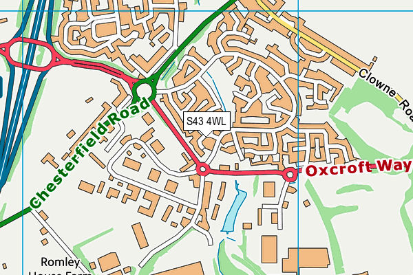 S43 4WL map - OS VectorMap District (Ordnance Survey)