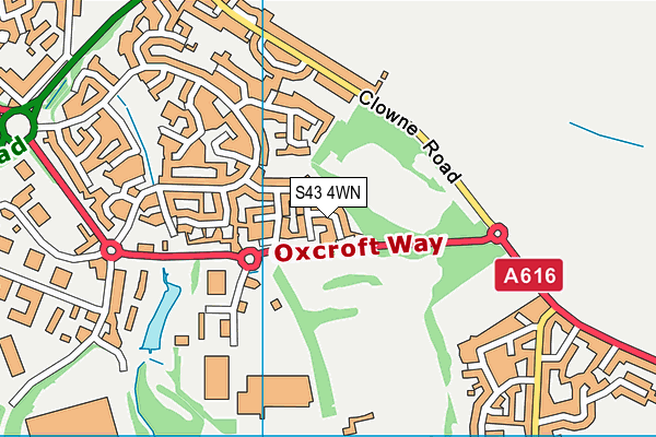 S43 4WN map - OS VectorMap District (Ordnance Survey)