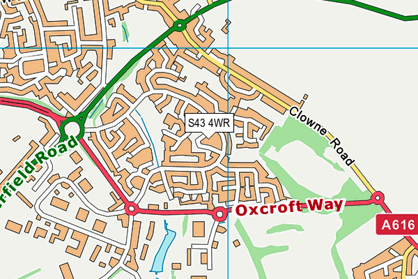 S43 4WR map - OS VectorMap District (Ordnance Survey)