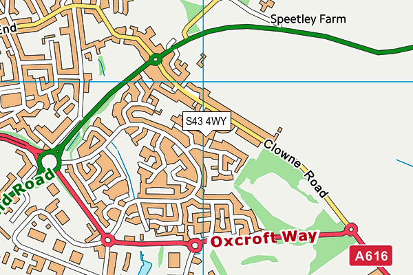 S43 4WY map - OS VectorMap District (Ordnance Survey)