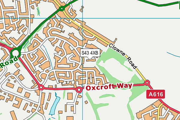 S43 4XB map - OS VectorMap District (Ordnance Survey)