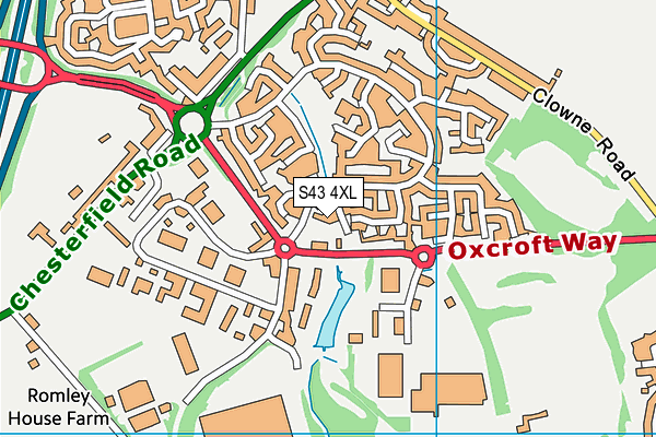 S43 4XL map - OS VectorMap District (Ordnance Survey)