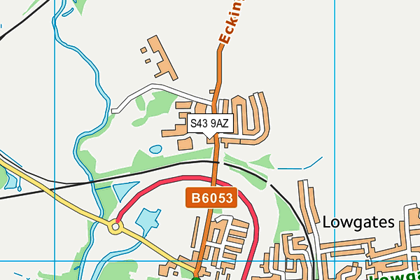 S43 9AZ map - OS VectorMap District (Ordnance Survey)