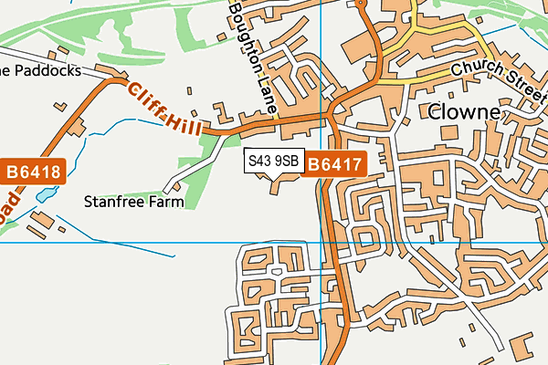S43 9SB map - OS VectorMap District (Ordnance Survey)
