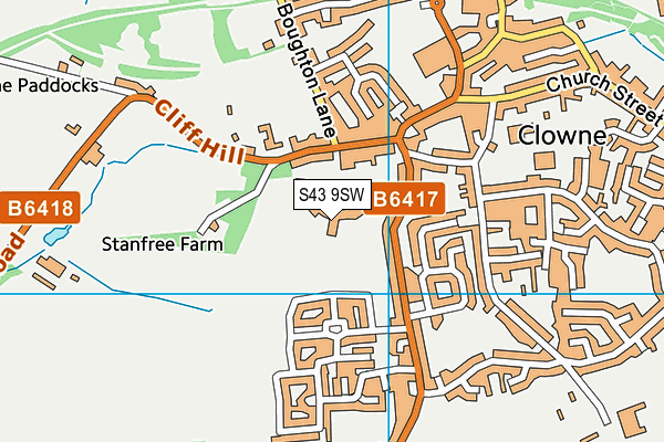 S43 9SW map - OS VectorMap District (Ordnance Survey)