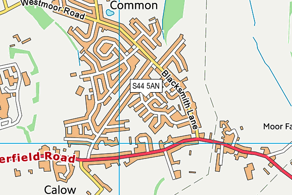 S44 5AN map - OS VectorMap District (Ordnance Survey)