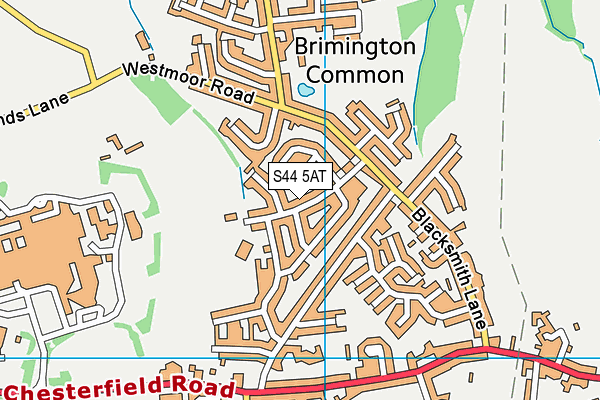 S44 5AT map - OS VectorMap District (Ordnance Survey)