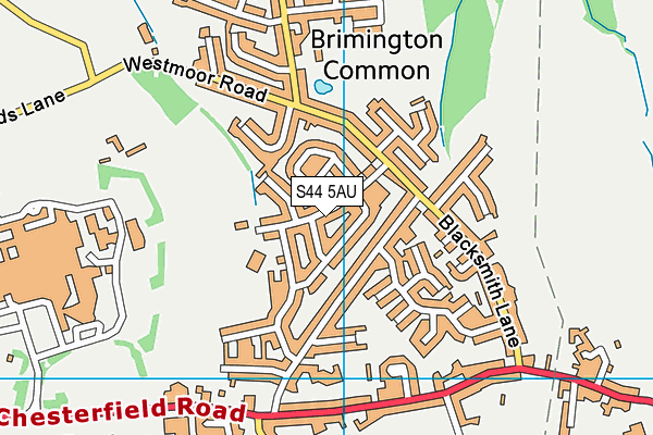 S44 5AU map - OS VectorMap District (Ordnance Survey)