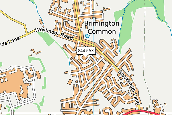 S44 5AX map - OS VectorMap District (Ordnance Survey)