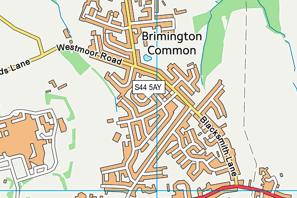 S44 5AY map - OS VectorMap District (Ordnance Survey)