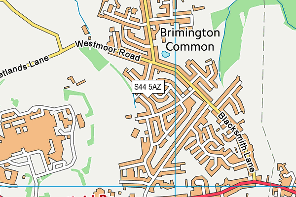 S44 5AZ map - OS VectorMap District (Ordnance Survey)