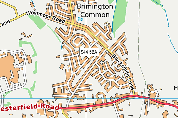 S44 5BA map - OS VectorMap District (Ordnance Survey)