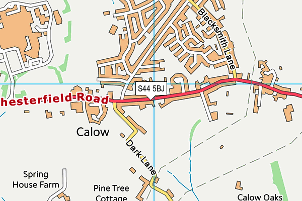 S44 5BJ map - OS VectorMap District (Ordnance Survey)