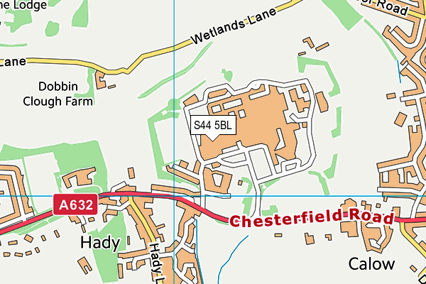 Chesterfield Hospital School map (S44 5BL) - OS VectorMap District (Ordnance Survey)