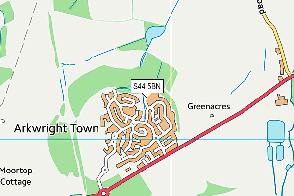 S44 5BN map - OS VectorMap District (Ordnance Survey)